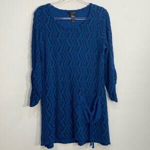 Ali Miles Blouse Crinkle Boho Art to Wear Women's large Blue Black